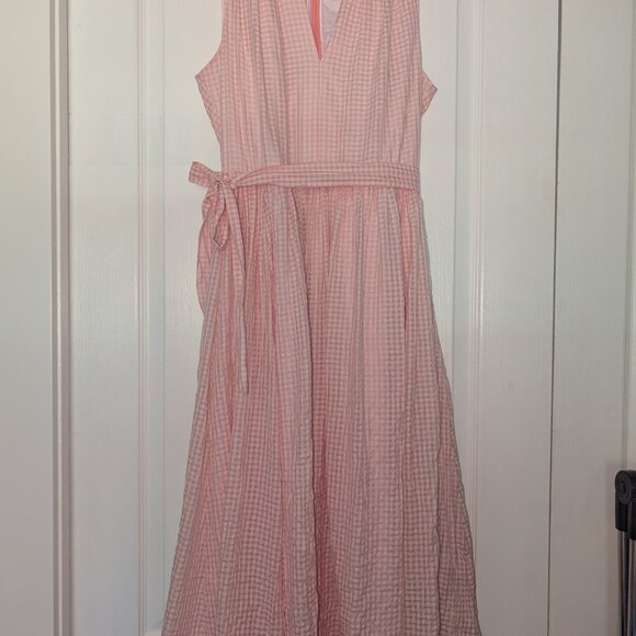 Kate Spade Pink Gingham Midi Dress - Picture 3 of 4
